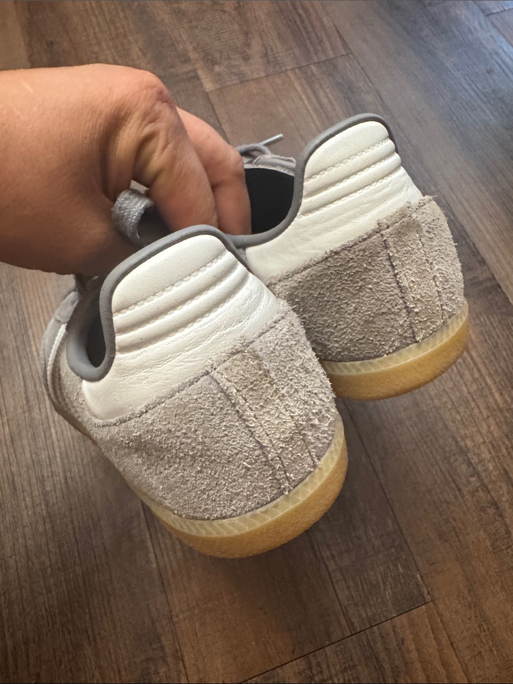 adidas Samba Suede Sneakers in Light Gray and White - Picture 7 of 15